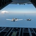 F-15EX Eagle II and A-10C Thunderbolt II fly over the Gulf of America