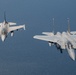 F-15EX Eagle II and F-16D Fighting Falcon fly over the Gulf of America
