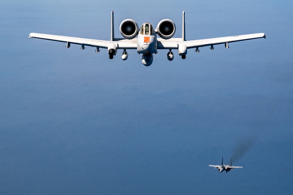 A-10C Thunderbolt II flies over the Gulf of America