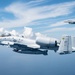 An F-16D and A-10C fly over the Gulf of America