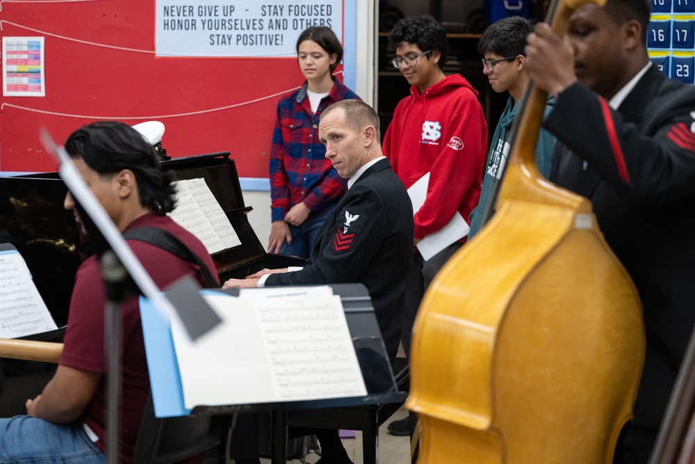 The Navy Band Commodores present educational clinic at North Salinas High School