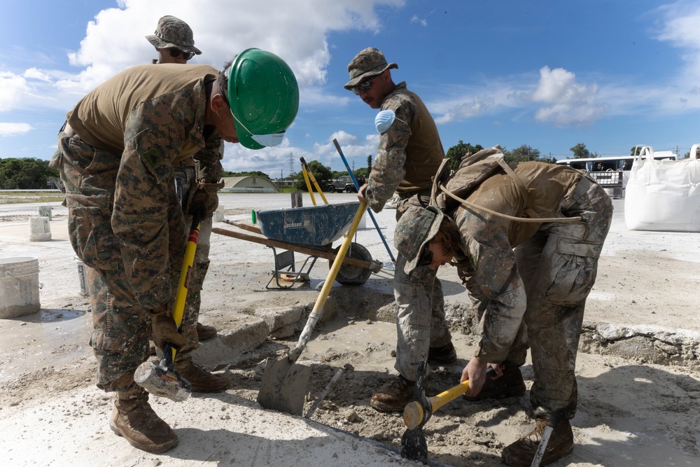 1st Marine Aircraft Wing leadership tour aircraft damage repair site during Resolute Dragon 25
