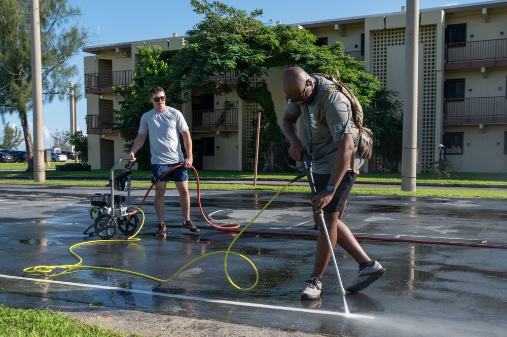 Team Andersen Airmen, leadership participate in dorm cleanup party