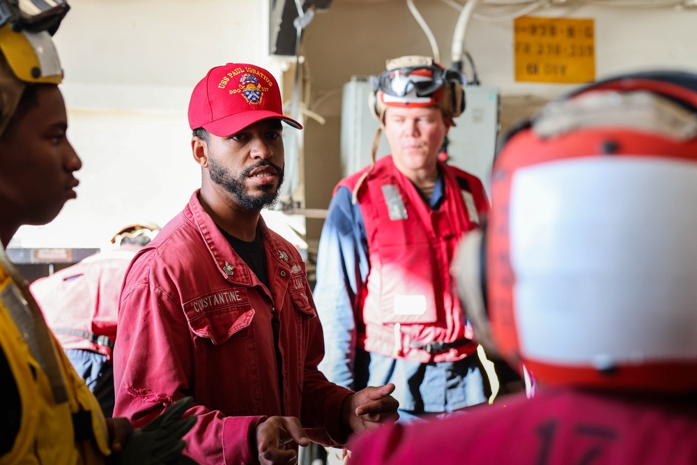 Flight Deck damage control drill aboard USS Paul Ignatius (DDG 117)