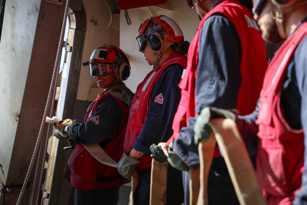 Flight Deck damage control drill aboard USS Paul Ignatius (DDG 117)