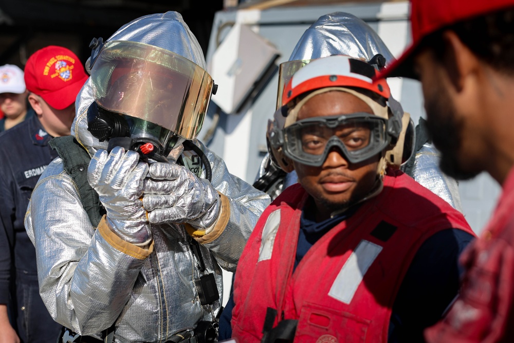 Flight Deck damage control drill aboard USS Paul Ignatius (DDG 117)