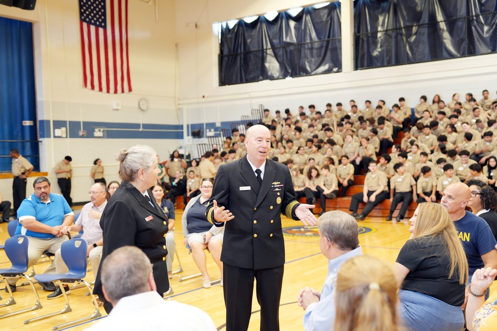 Admiral Houston Visits Rickover Naval Academy Cadets
