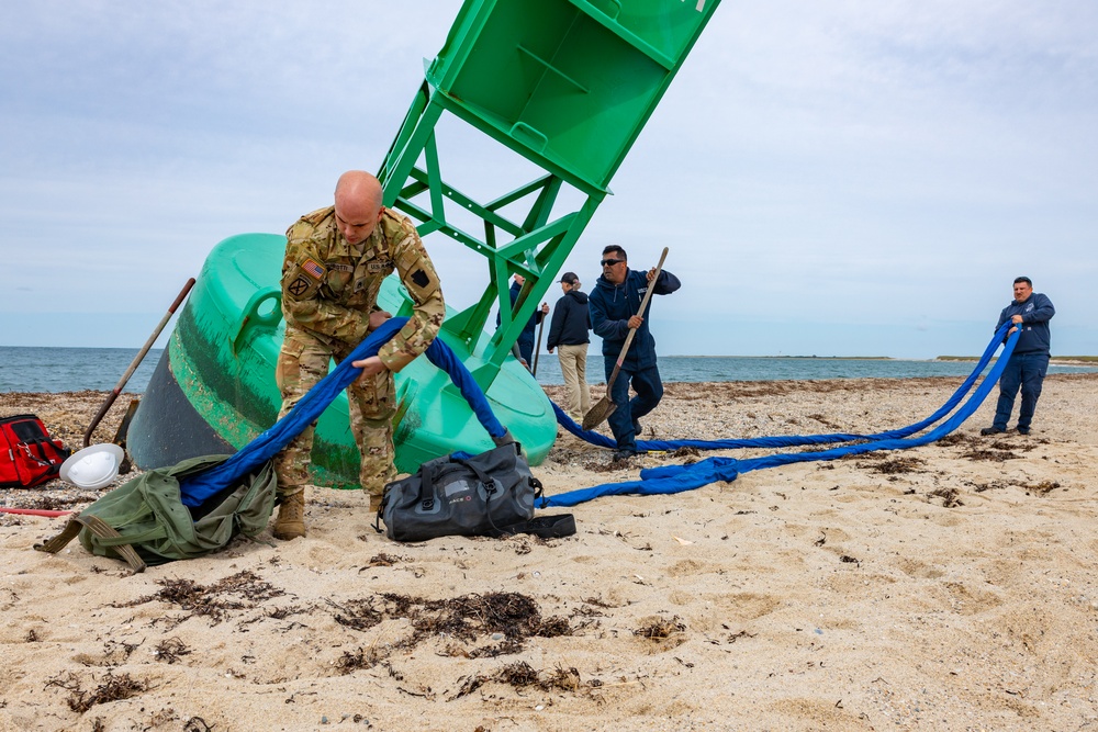 Connecticut Army National Guard partners with Coast Guard to dislodge beached buoy