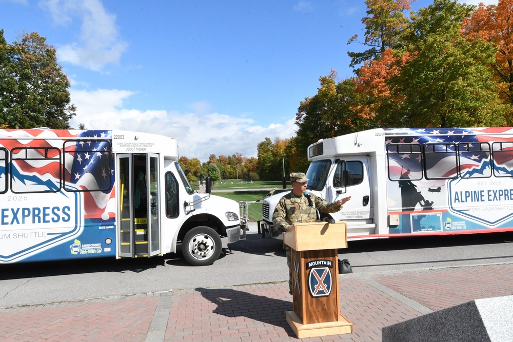 Fort Drum, Lewis County officials, recognize Alpine Express transit service with ribbon-cutting
