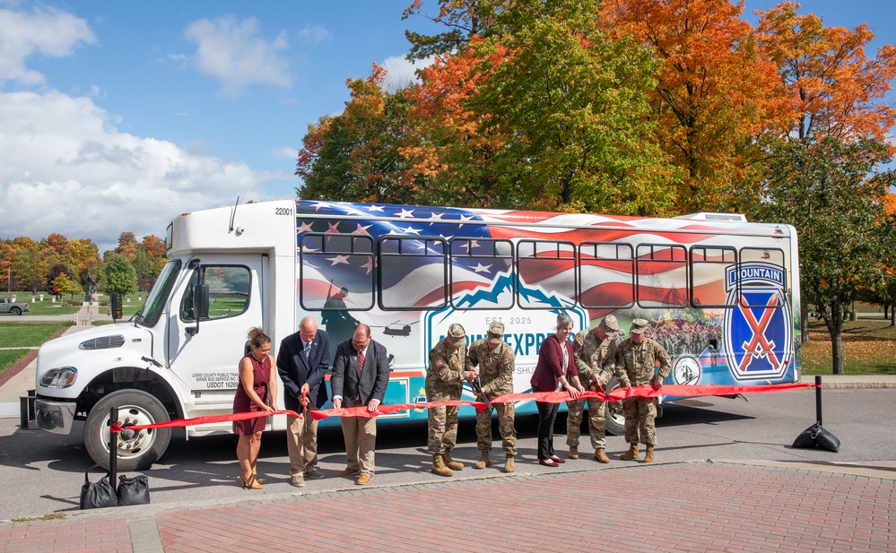 Fort Drum Hosts Ribbon-Cutting Ceremony for the Alpine Express Fort Drum Suttle Service