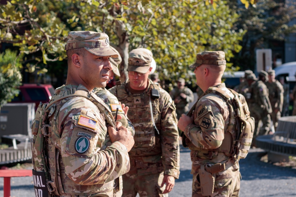 South Carolina National Guardsmen Patrol With Georgia National Guardsmen