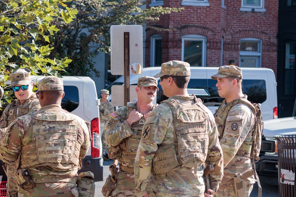 South Carolina National Guardsmen Patrol With Georgia National Guardsmen
