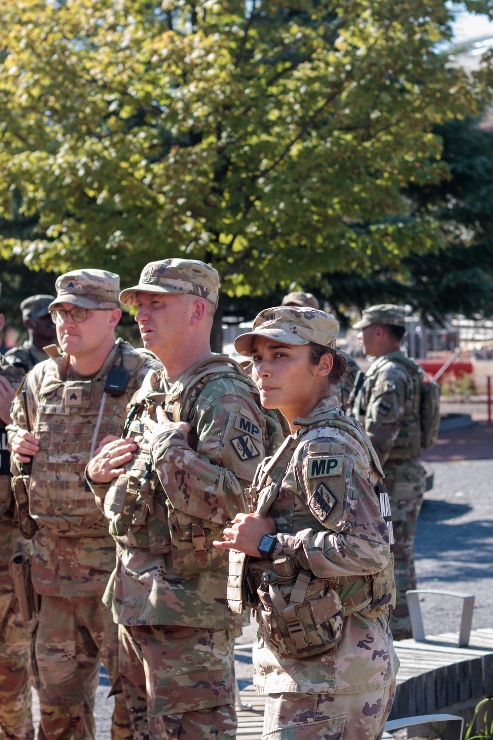 South Carolina National Guardsmen Patrol With Georgia National Guardsmen