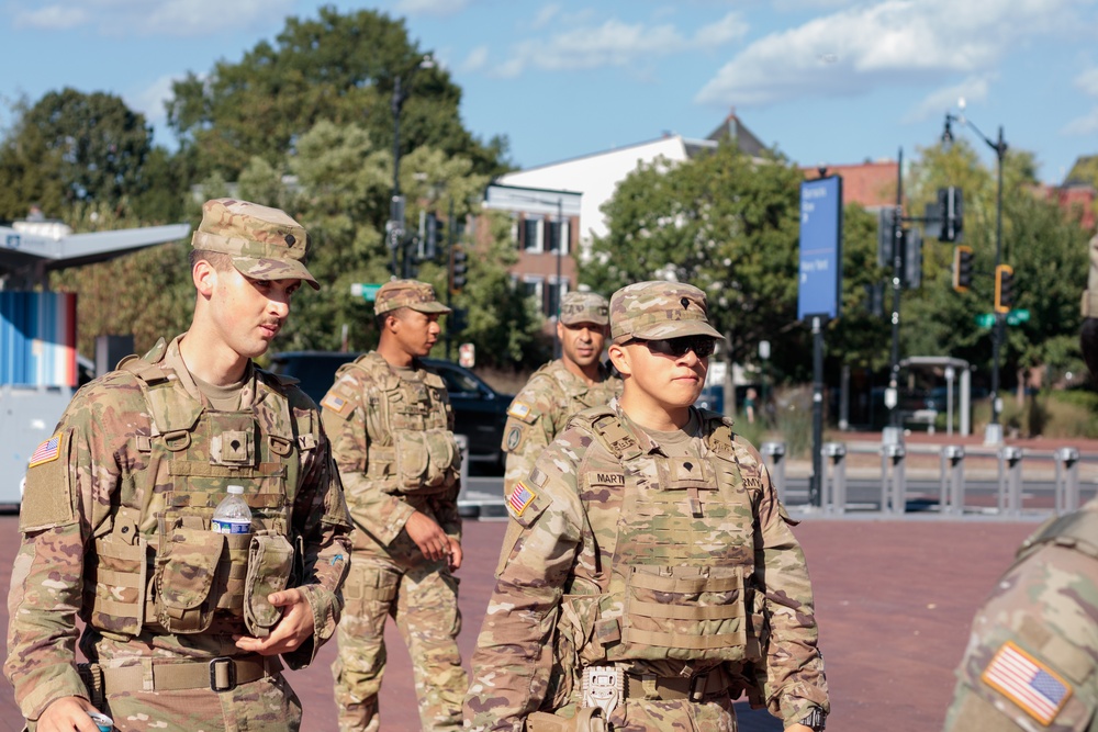 South Carolina National Guardsmen Patrol With Georgia National Guardsmen