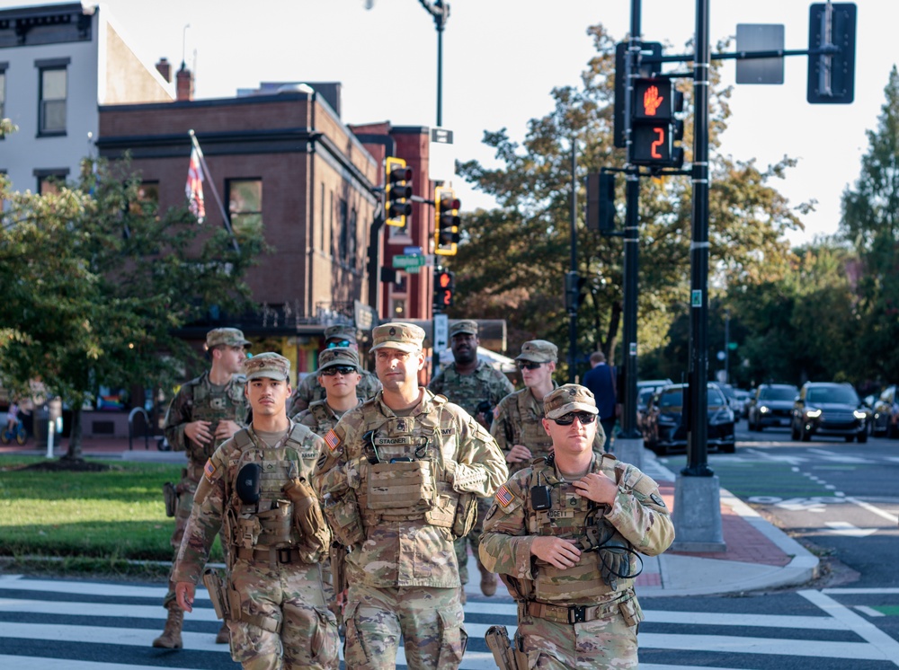 South Carolina National Guardsmen Patrol With Georgia National Guardsmen