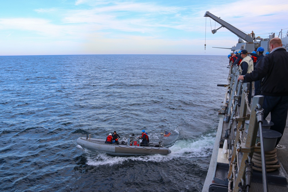 USS Bulkeley (DDG 84) Sailors depart the ship and maneuver on a rigid-hulled inflatable boat USS Bulkeley (DDG 84) Sailors depart the ship and maneuver on a rigid-hulled inflatable boat