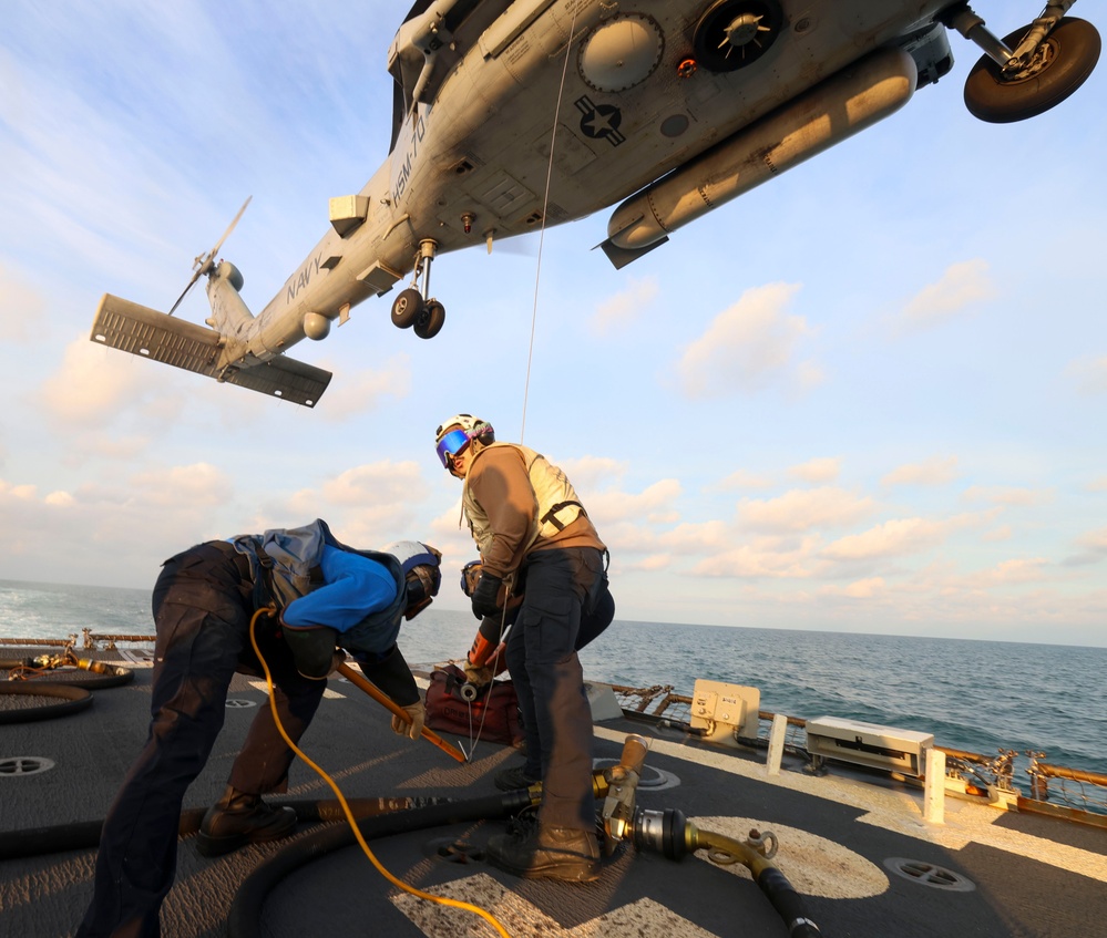 USS Bainbridge (DDG 96) Helicopter In-Flight Refueling