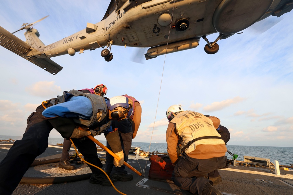 USS Bainbridge (DDG 96) Helicopter In-Flight Refueling Operations