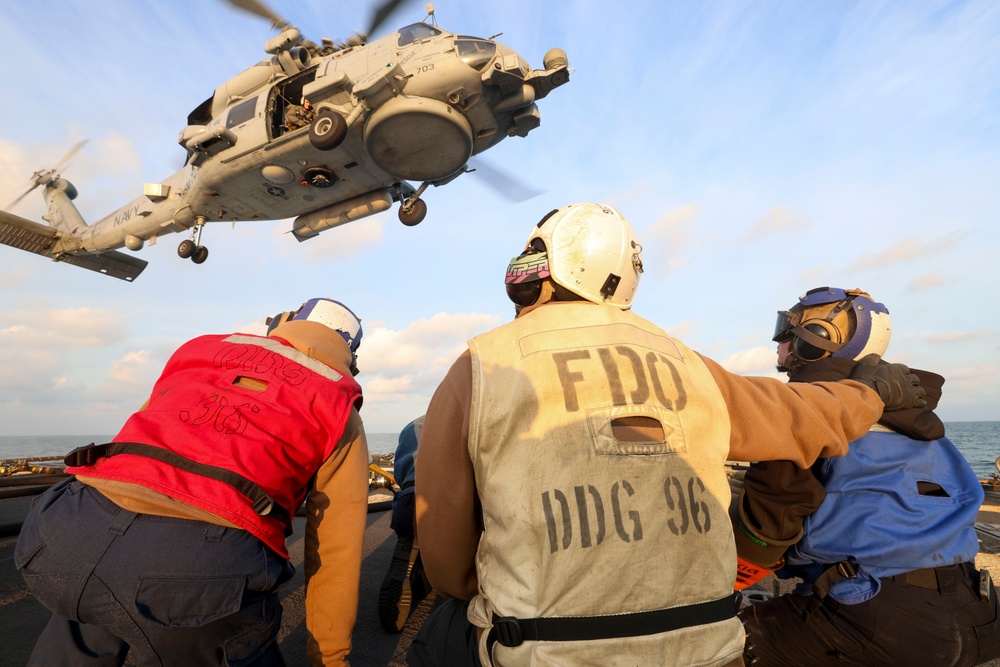 USS Bainbridge (DDG 96) Helicopter In-Flight Refueling