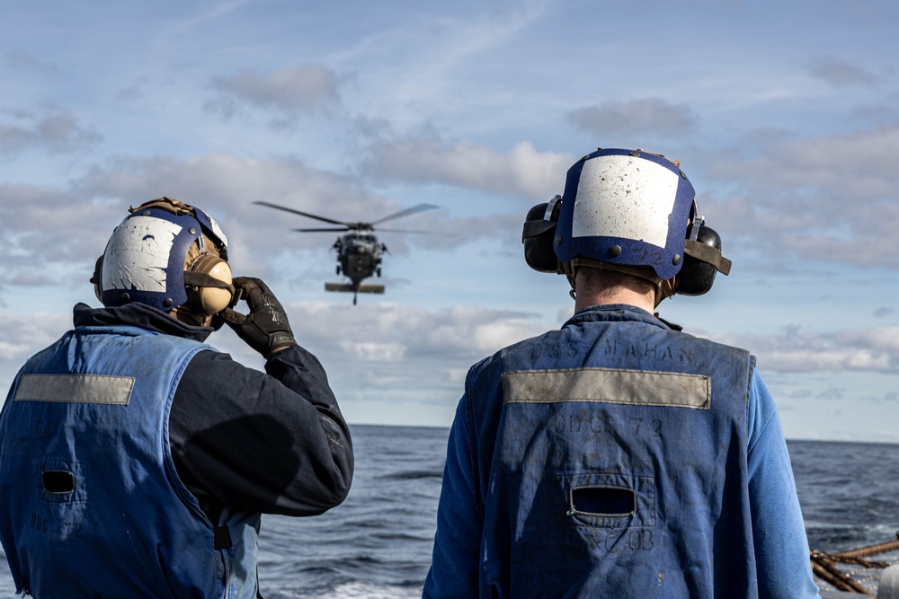 USS Mahan Conducts Flight Quarters with HSC-9