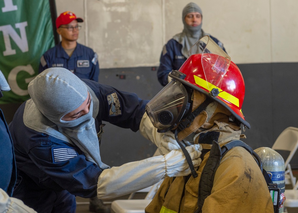 USS Carl Vinson conducts a damage control drill