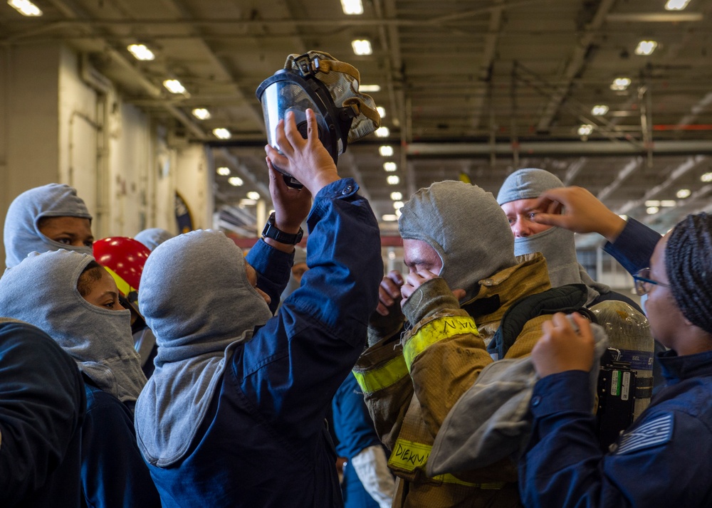 USS Carl Vinson conducts a damage control drill