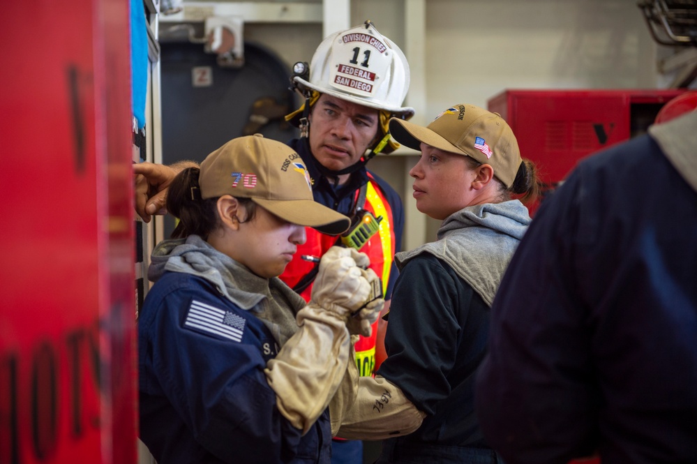 USS Carl Vinson conducts a damage control drill