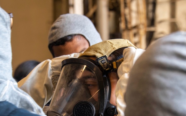 USS Carl Vinson conducts a damage control drill