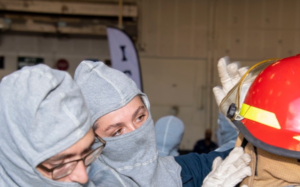 USS Carl Vinson conducts a damage control drill