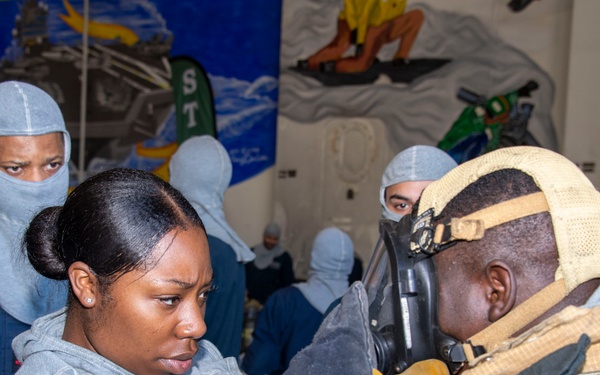 USS Carl Vinson conducts a damage control drill