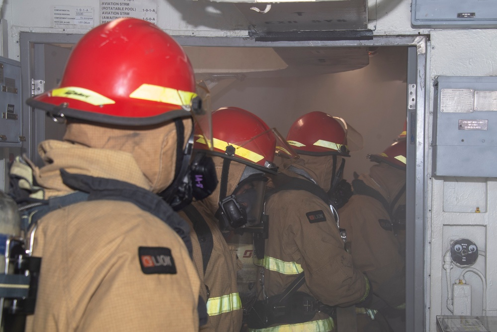 USS Carl Vinson conducts a damage control drill