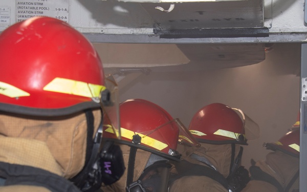 USS Carl Vinson conducts a damage control drill