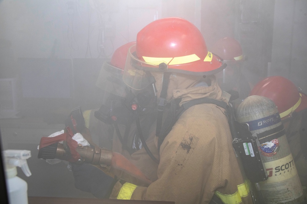 USS Carl Vinson conducts a damage control drill