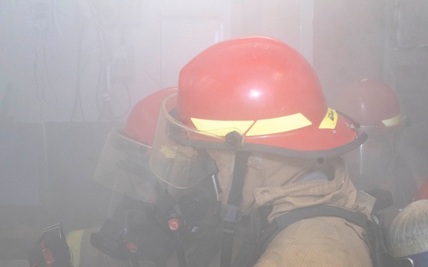 USS Carl Vinson conducts a damage control drill
