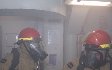USS Carl Vinson conducts a damage control drill