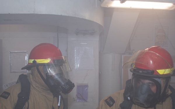 USS Carl Vinson conducts a damage control drill