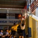 USS Frank Cable (AS 40) Sailors participate in a basketball game with Philippine sailors