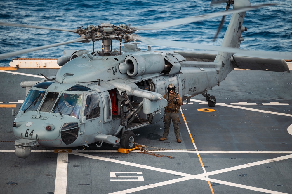 USS Arlington (LPD 24) Conducts SINKEX Flight Ops During UNITAS 2025