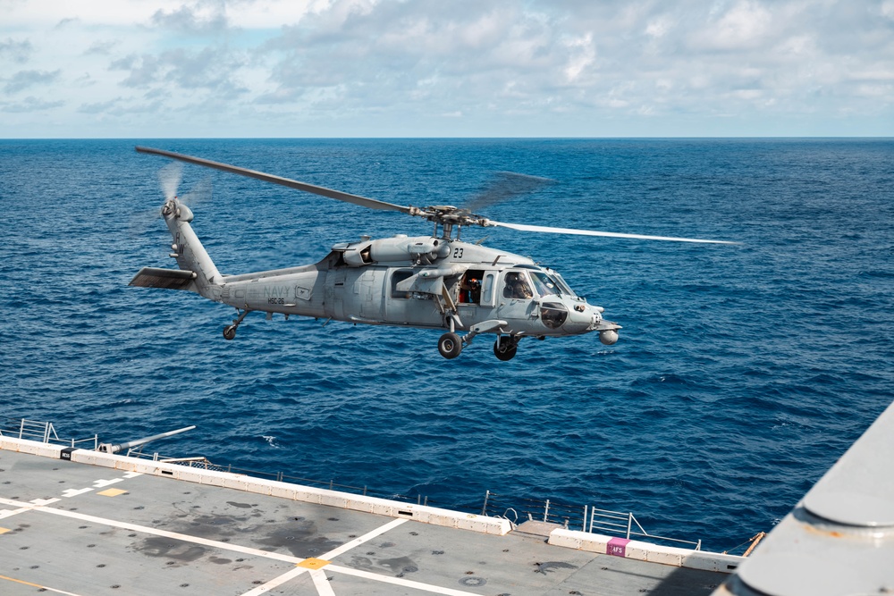 USS Arlington (LPD 24) Conducts SINKEX Flight Ops During UNITAS 2025