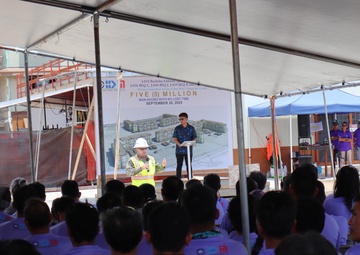 Celebrating Safety Milestones with Construction Workers on Camp Blaz