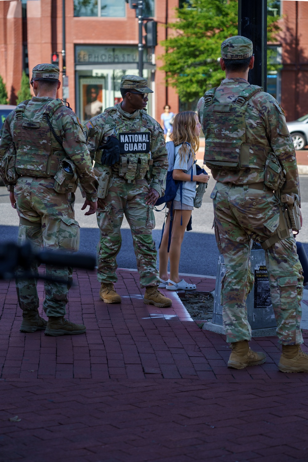 South Carolina Army National Guardsmen patrol with Guardsmen from the Georgia National Guard