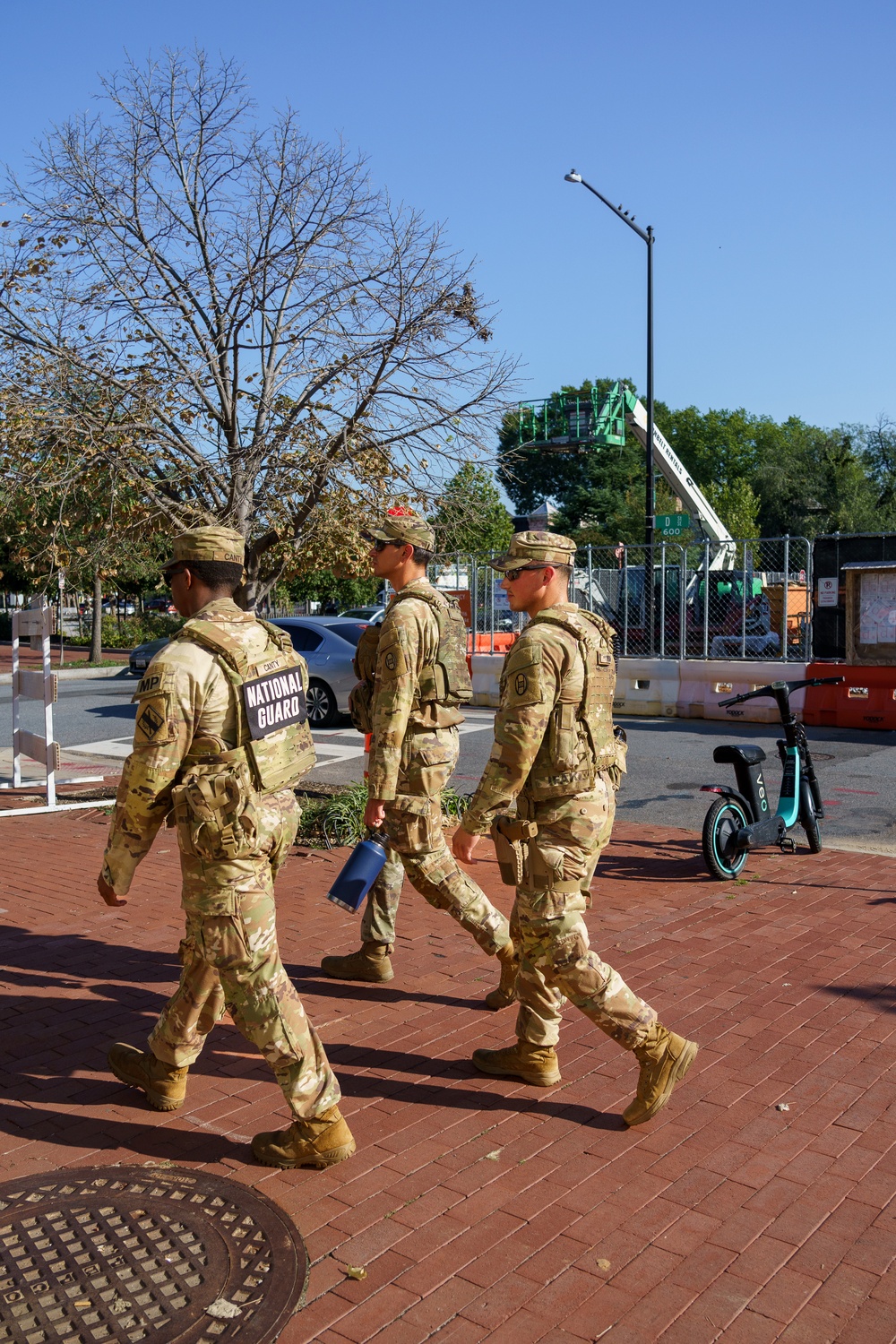 South Carolina Army National Guardsmen patrol with Guardsmen from the Georgia National Guard