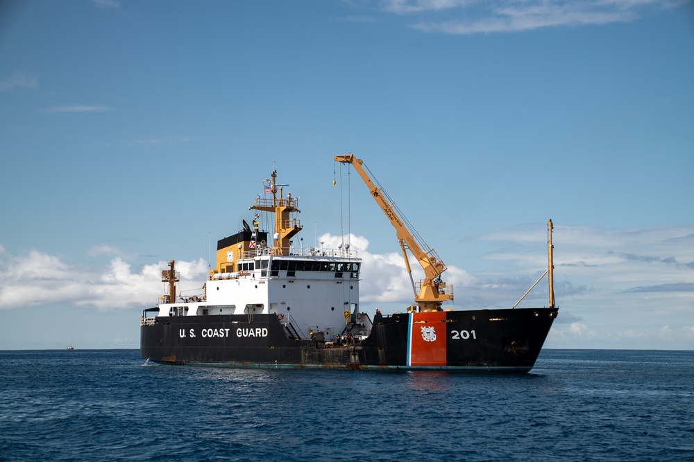 U.S. Coast Guard Cutter Juniper conducts maintenance on channel buoys