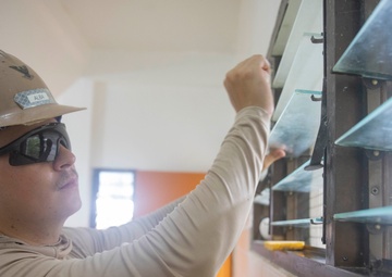 Naval Mobile Construction Battalion Four performs repairs on Aimeliik Elementary School in support of Pacific Partnership 2025