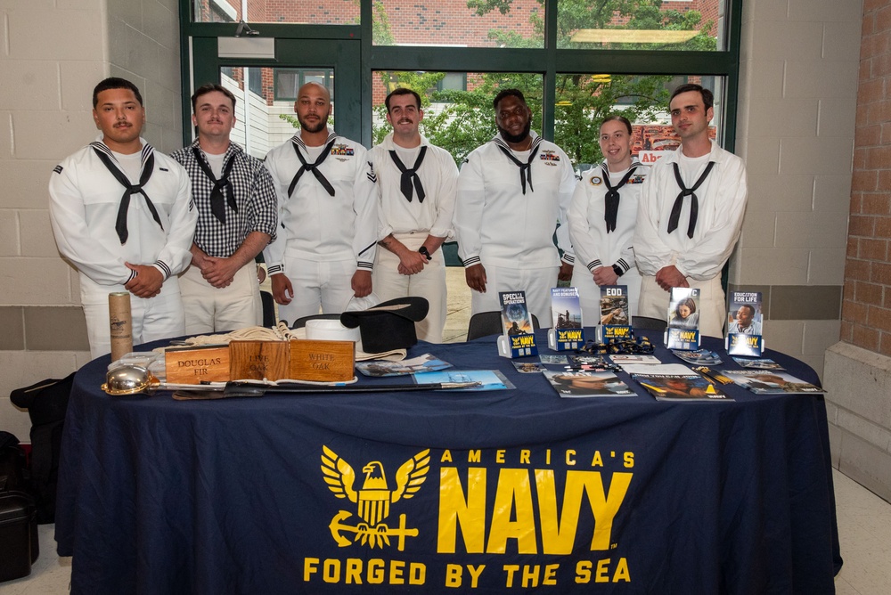 SAILORS VISIT CHICOPEE HIGH SCHOOL DURING CONNECTICUT RIVER VALLEY NAVY WEEK