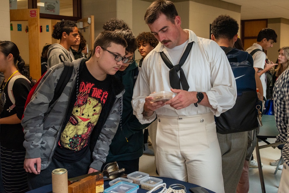 SAILORS VISIT CHICOPEE HIGH SCHOOL DURING CONNECTICUT RIVER VALLEY NAVY WEEK