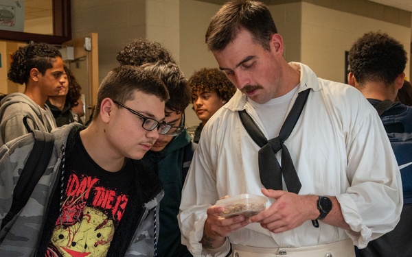 SAILORS VISIT CHICOPEE HIGH SCHOOL DURING CONNECTICUT RIVER VALLEY NAVY WEEK