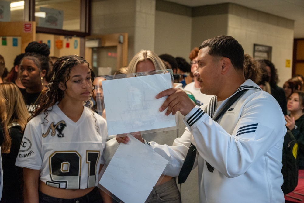 SAILORS VISIT CHICOPEE HIGH SCHOOL DURING CONNECTICUT RIVER VALLEY NAVY WEEK