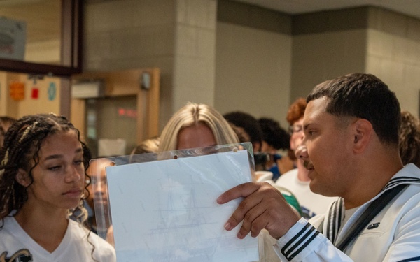SAILORS VISIT CHICOPEE HIGH SCHOOL DURING CONNECTICUT RIVER VALLEY NAVY WEEK