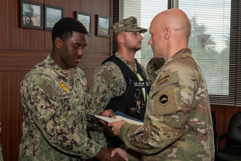 Colonel Davis Presents Awards to NAF Atsugi Security Force